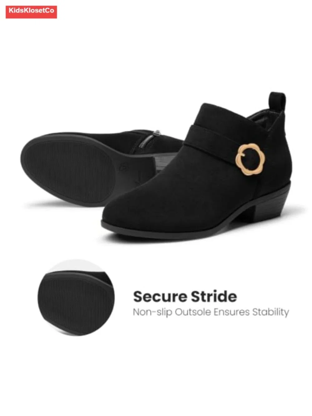 Toddler Girls Ankle Boots Round Toe Side Zipper Block Heel PU